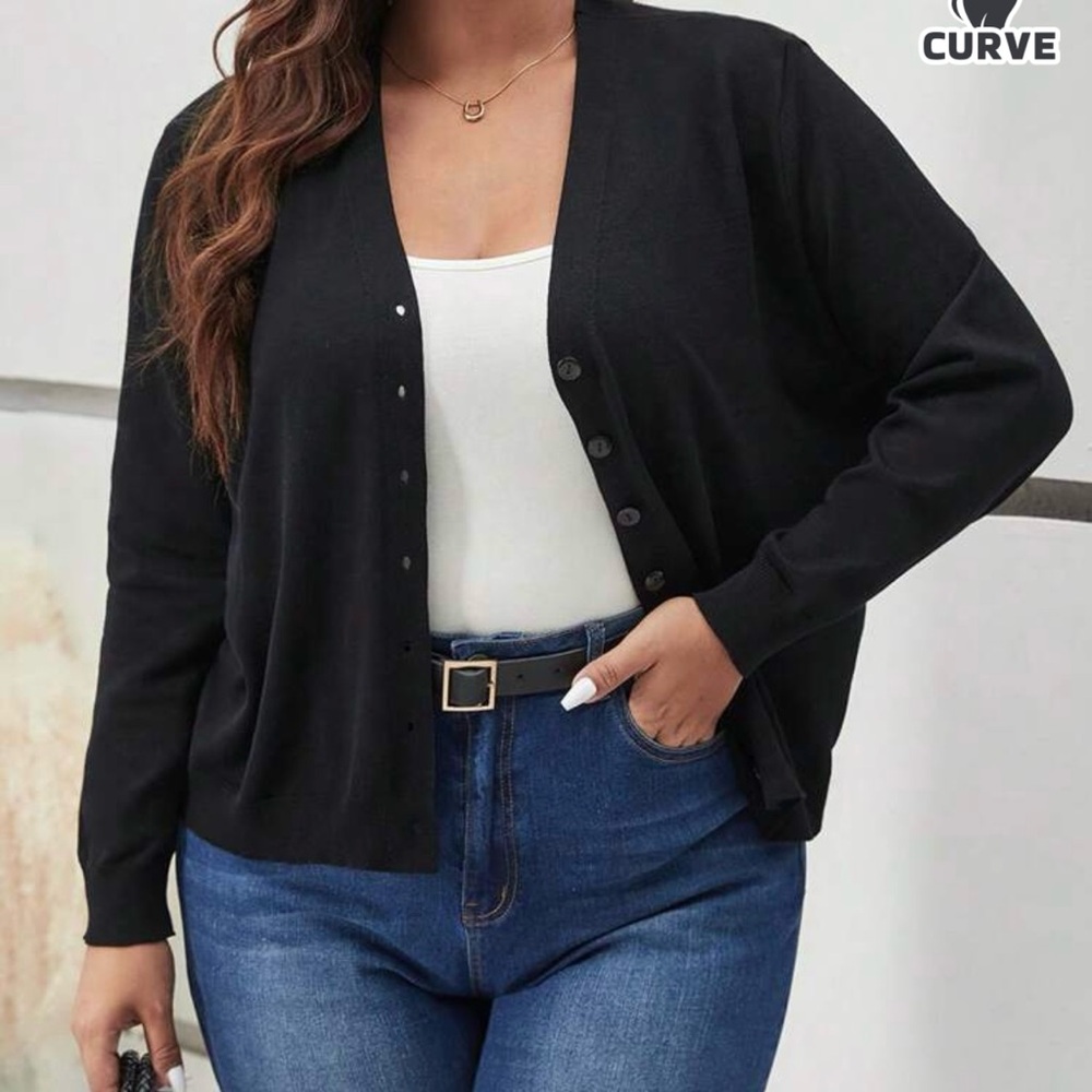 Plus Size SHEIN Black Cardigan Sweater